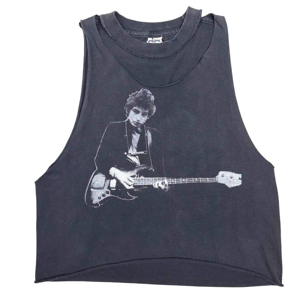 Vintage Upcycled Bob Dylan Crop Top Y2K  Cut Off Tank Grunge Rock Band Tee M